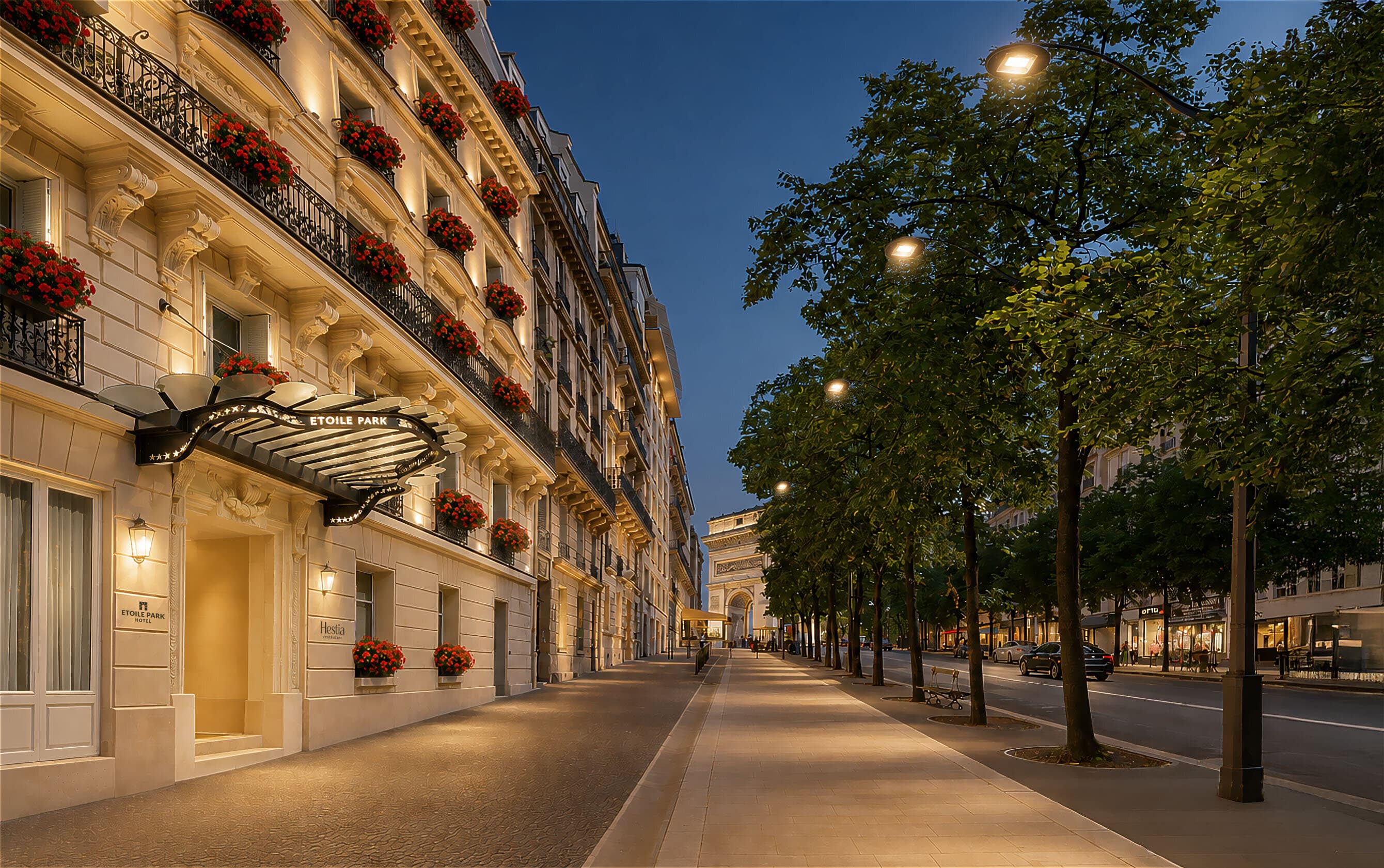 Fachada del Étoile Park Hotel, avenida Mac-Mahon en París